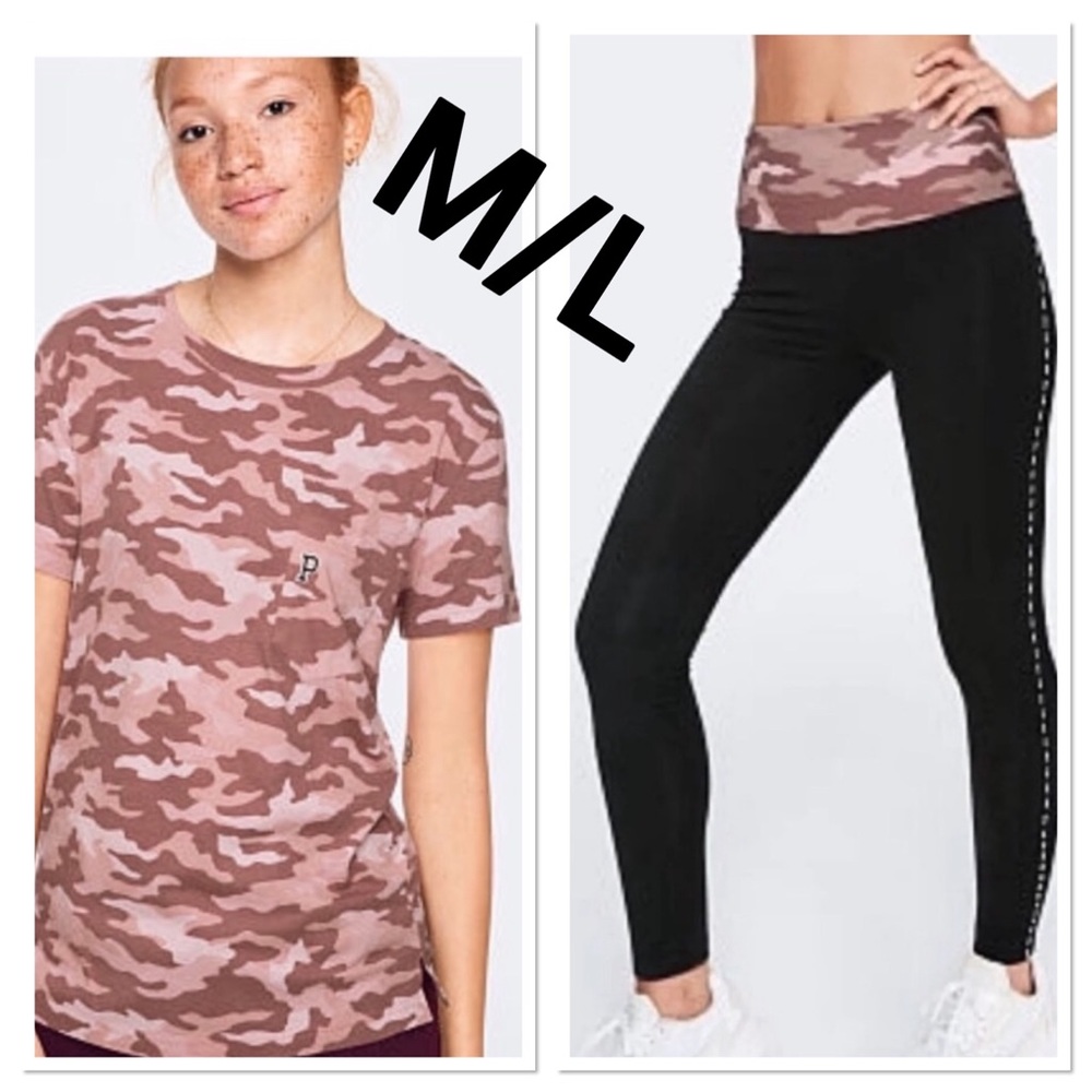 NWT VS PINK M/L SHADY BLUSH CAMO SET